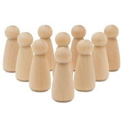Wood Peg Dolls Unfinished 2 inch, Mom/Angel Shape, Pack of 25 Birch Wooden Peg People for Crafting, Miniature Figures, and Small World Play