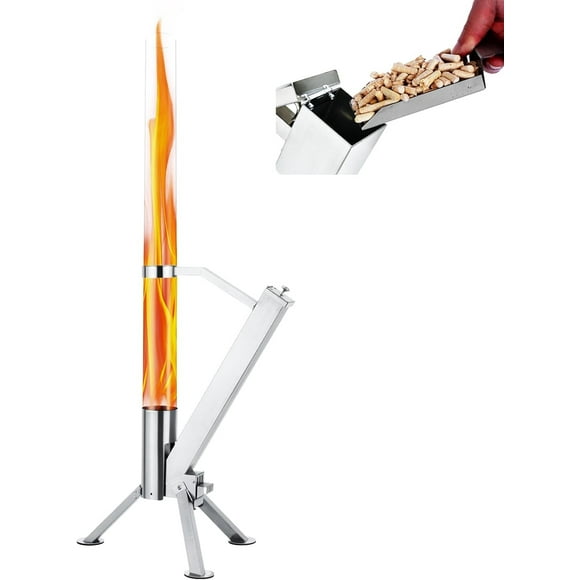 Wood Pellet Fire Pits for Outside  Portable Wood Pellet Heater  Painted Stainless Steel Outdoor Fire Pit for Backyard  Patio Rocket Stove  Matte Black