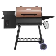 Wood Pellet Grill Smoker 8 in 1 BBQ Grill with Digital Controller Meat Probe 456 Sq In Cooking Area 500F Max Temperature Black