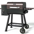 thumbnail image 1 of KingChii Pellet Grill Smoker with Side Shelf, 456 SQ.IN Grill with PID Temperature Control for Outdoor Cooking, BBQ Camping and Patio, Brown, 1 of 12