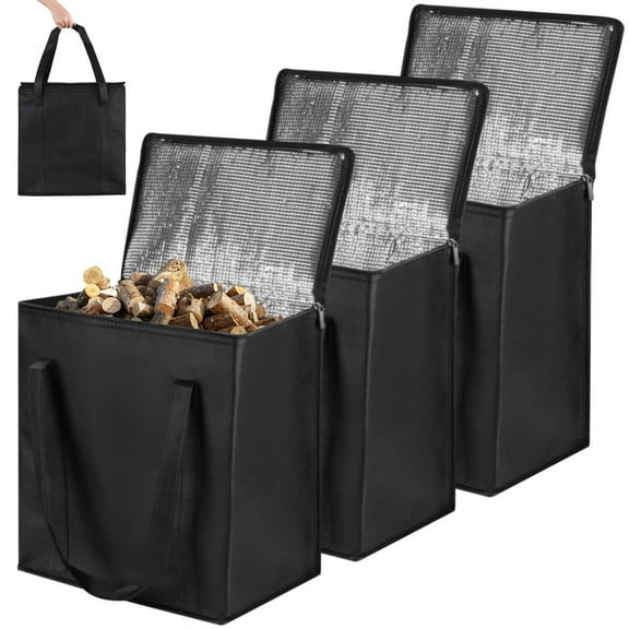 Wood Pellet Storage Containers, Fuel Pellet Storage Bag for Smoker, Black Wood Pellet Storage Containers for Outdoor, Camping, Picnic, 13 x 8 x 14 Inches, 3 Pcs