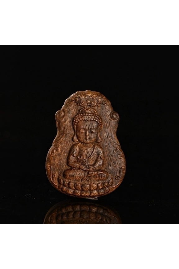 Wood Pendant Necklace Hand Carved Amulet Handmade Wood Jewelry Collectible Charm Traditional Style Unisex Accessory