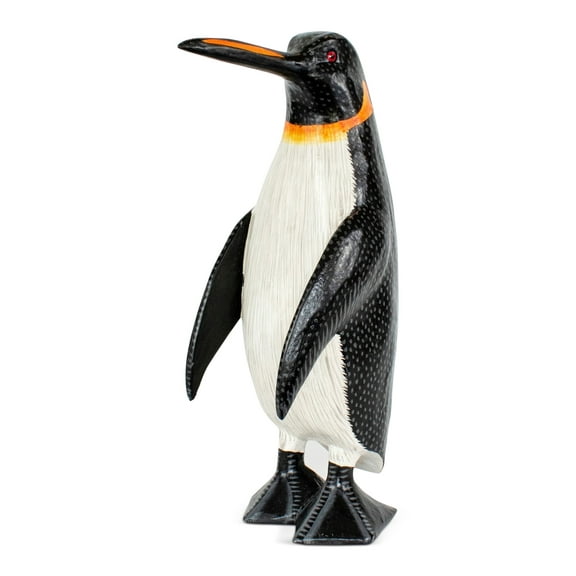 Wood Penguin Figurine – Hand Carved Arctic Animal Statue, Winter Shelf Decor Size: 12" tall x 5" wide x 4" deep