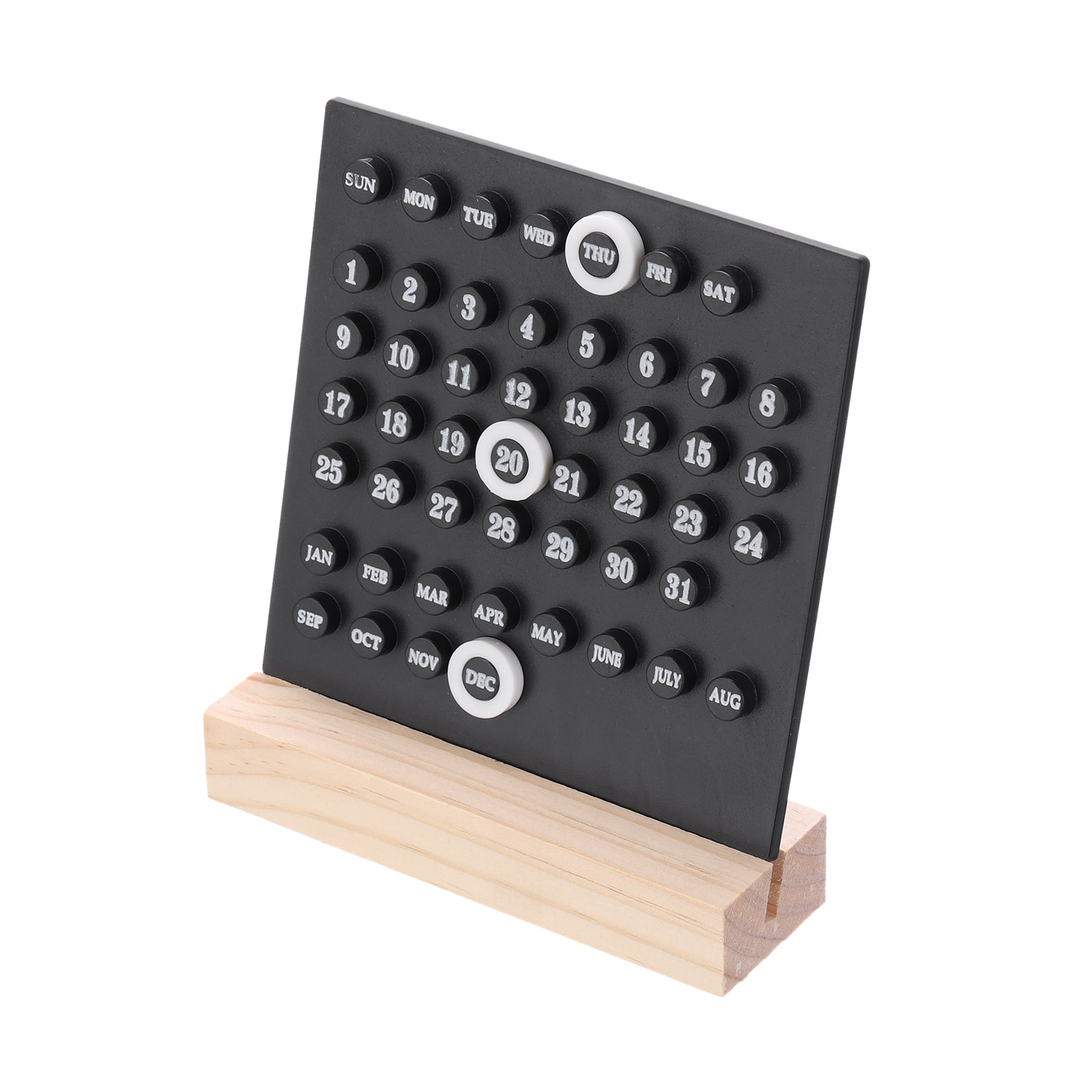 Wood Perpetual Calendar, Desktop Acrylic Calendar Stand Month Week Date ...