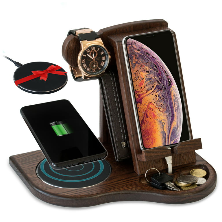 Gifts for Men Wood Phone Docking Station for Men Nightstand