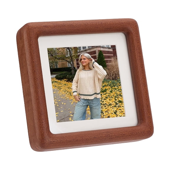 Wood Photo Frame Stand Square Saddle Brown 119x119x29mm diy