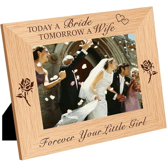 Wood Photo Frames for Tabletop Display Photo Frame Rectangle with Word Flower Pattern 102x152mm for DIY
