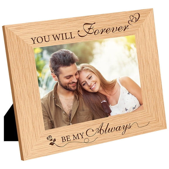 Wood Photo Frames for Tabletop Display Photo Frame Rectangle with Word Flower Pattern 102x152mm
