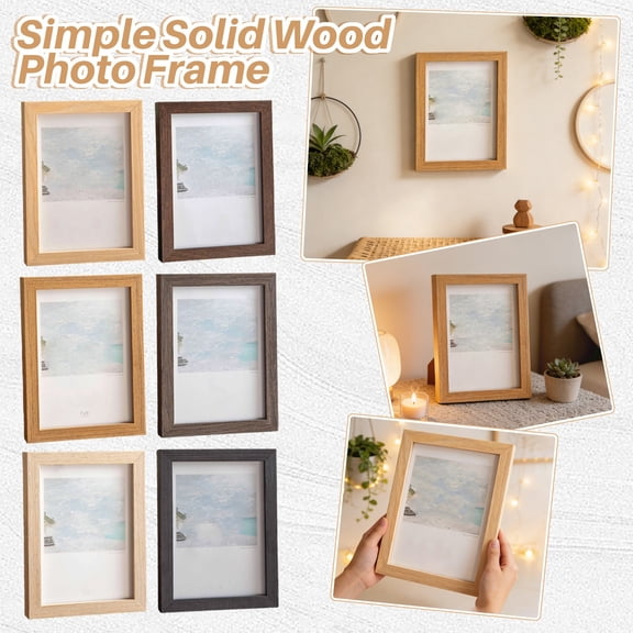 Wood Picture Frame, 7.5X10.4 In, Solid Timber, Display Frame, Wall ArtwithFrame, Home Wall Decor, Light Oak Finish, 1 Pc