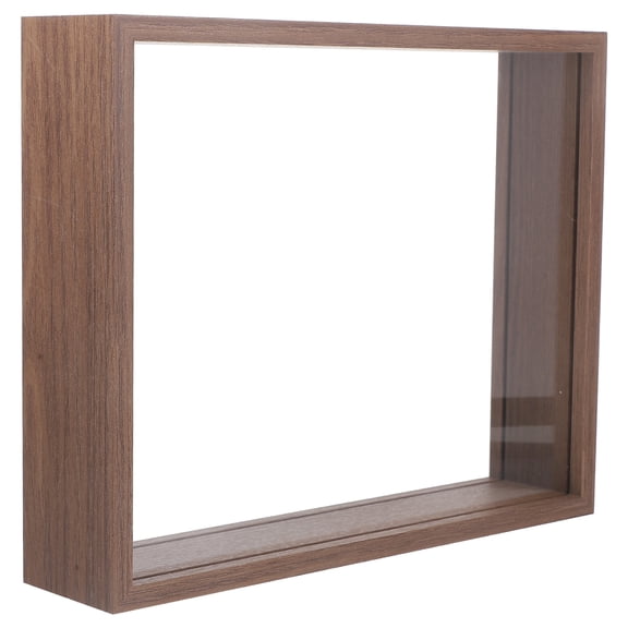 Raindrops Wood Dried Flower Display Frame with Acrylic Window for Desktop Decor in Coffee Color Small Size