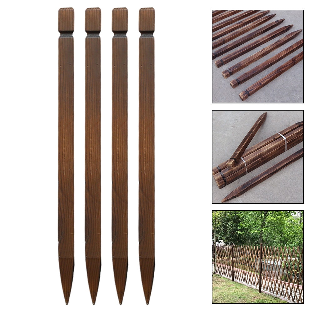Wood Pile Wooden Fence Post Bamboo Picket Outdoor Enclosure The Preservative 4 PCS