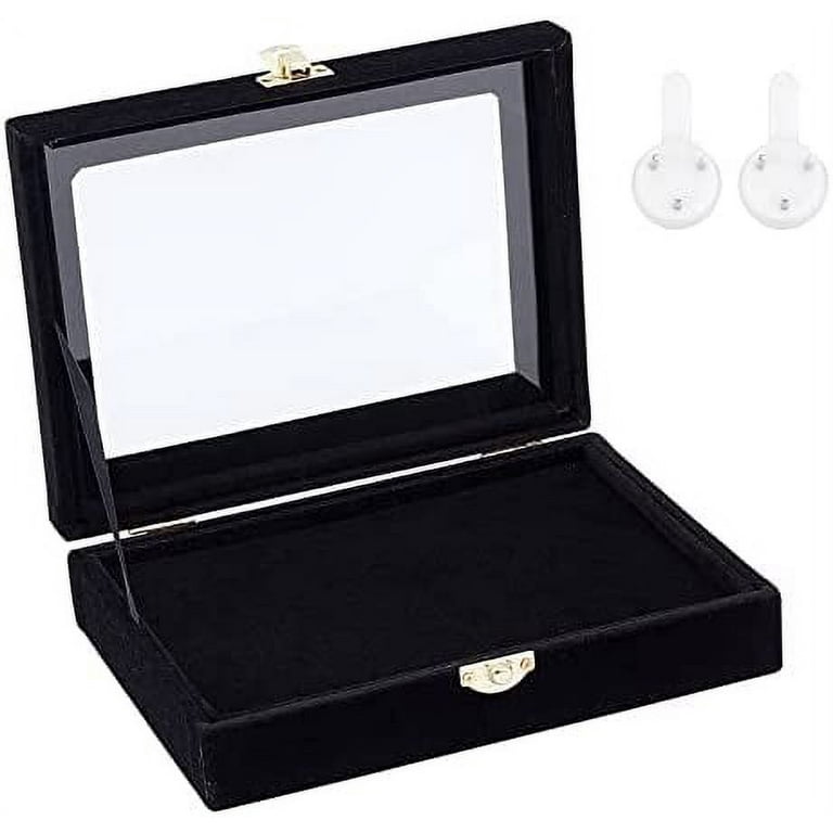 Wood Pin Display Case Black Velvet Pad Badge Display Case Brooch