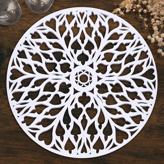 Wood Placemats Carved Trivet Set of 4 for Fall Autumn Thanksgiving Dining Coffee Table Scratch Heat Stain Resistant Kitchen Decor Indoor Outdoor Durable Tablemats - White