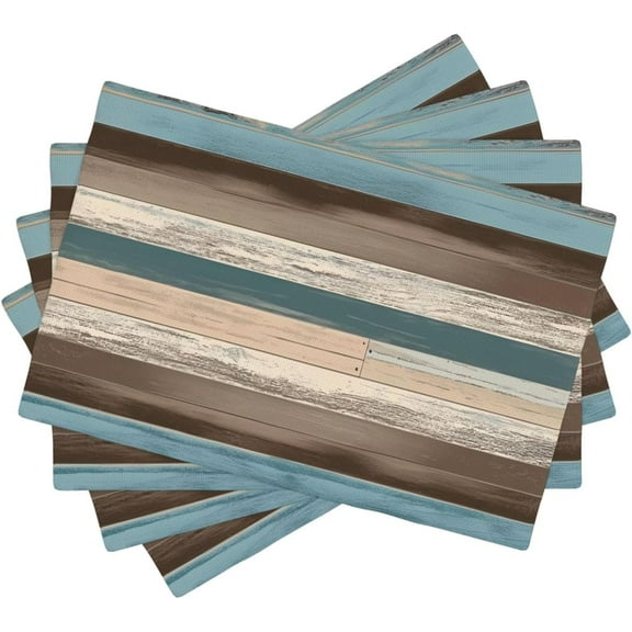 Wood Placemats Set of 4, 12 x 18 Inch Decorative Place Mats for Dining Table Decor, Linen Washable Table Mats for Kitchen Outdoor Party Home Decor