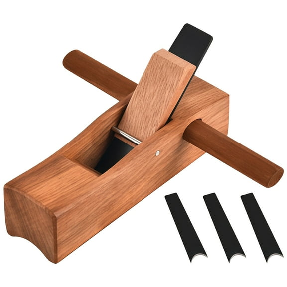 Wood Planer Hand Tool, Half Round Corner Planer, Edge Trimming Tool, Woodworking Tool with 3 Blades, 6.7 in / 17 cm, Rosewood, High Manganese Steel Blades