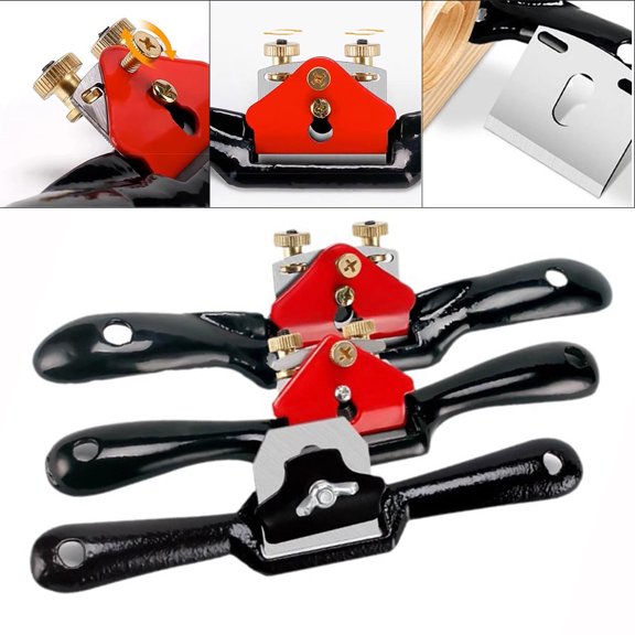 Wood Planer Woodworking Hand Planing Tool with Adjustable High Speed Steel Blade, Red, 207mm-240mm