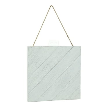 Wood Plank Plaque Diagonal Design White Wash 10" x 10" (1 Piece)