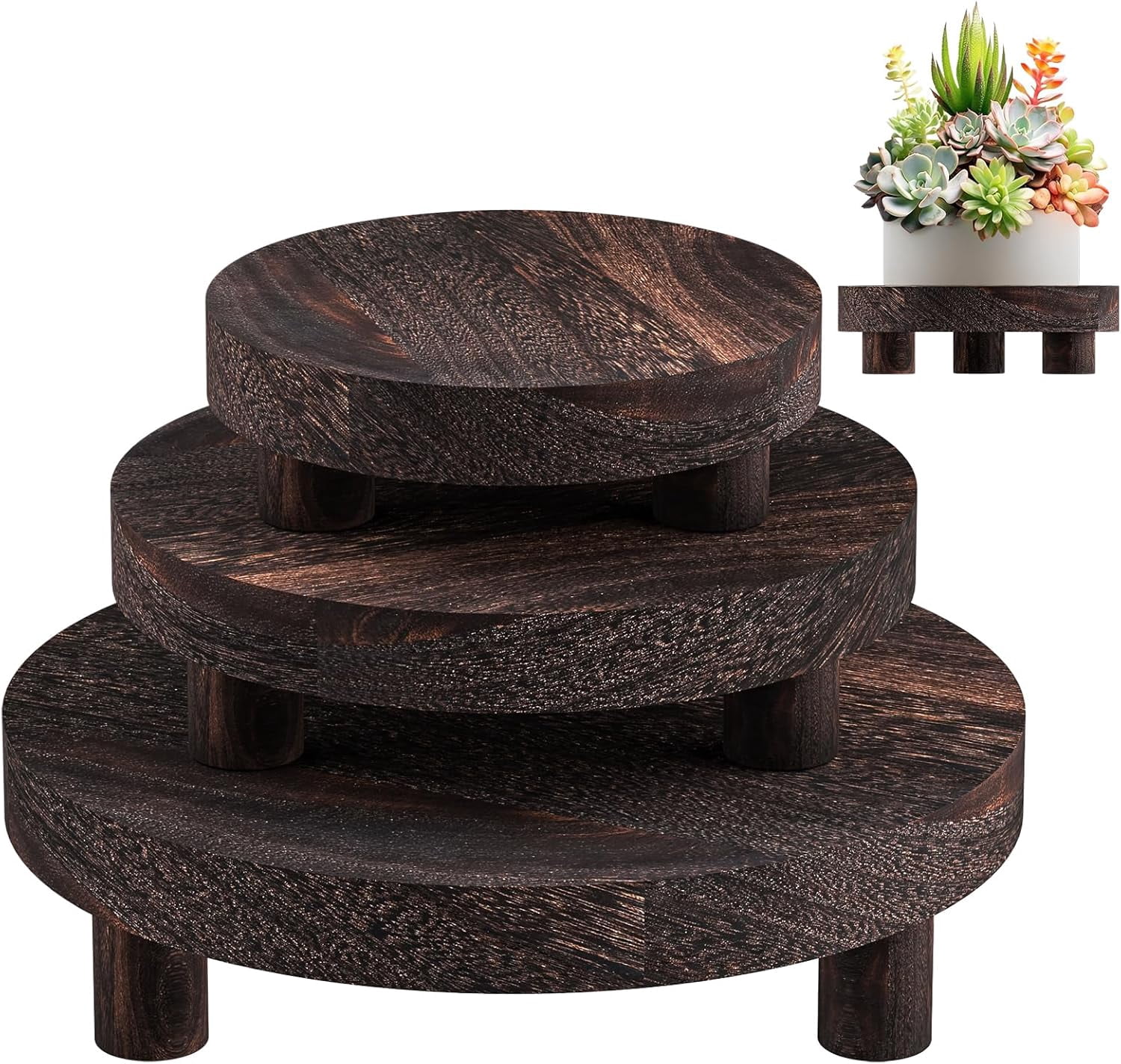 Planter Stand Riser Wood Plant Stand Indoor Outdoor, 12/10/8/6
