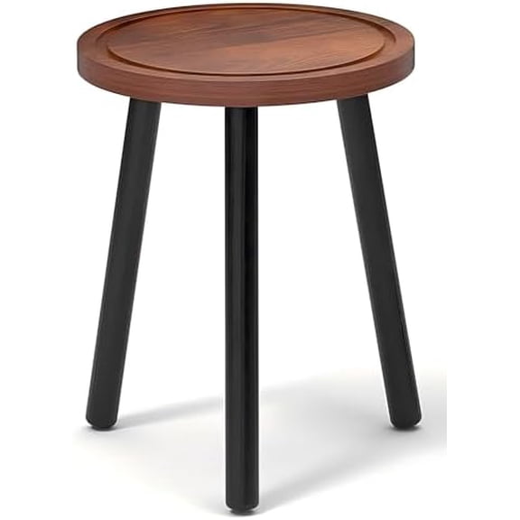 Wood Plant Stands Indoor, 16.7" Tall Plant Stand Outdoor Mid-Century Plant Stool, Single Plant Table Modern Small Round Side/End Table for Living Room, Balcony, Office (Brown)