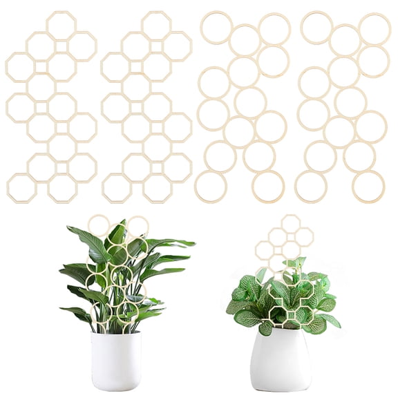 Wood Plant Trellis Leaf Shape Garden Stakes Honeycomb 400x190x3mm 2Pcs/Set