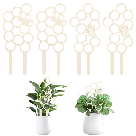 Wood Plant Trellis Leaf Shape Garden Stakes Round 330x140x3mm 2Pcs/Set for DIY