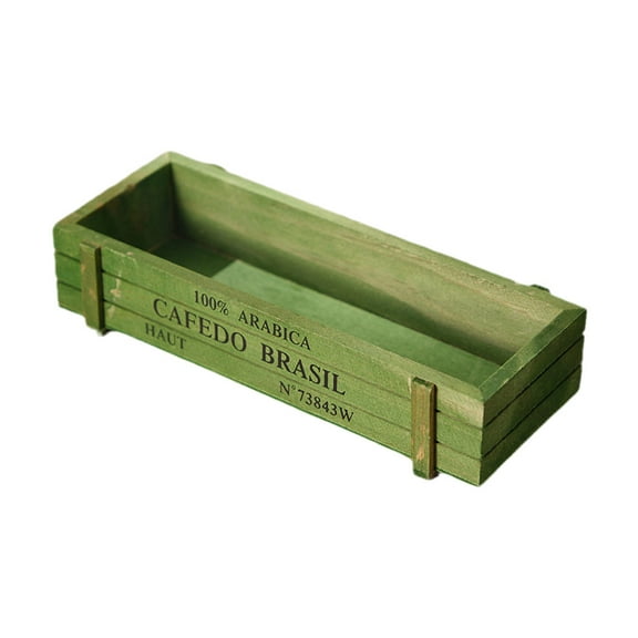 Wood Planter Box Rectangle Wooden Planter Decorative Garden Plant Pot Vintage Succulent Wooden Boxes Table Flower Pot Natural Centerpieces Wedding Decor Farm Style Home Decoration Green