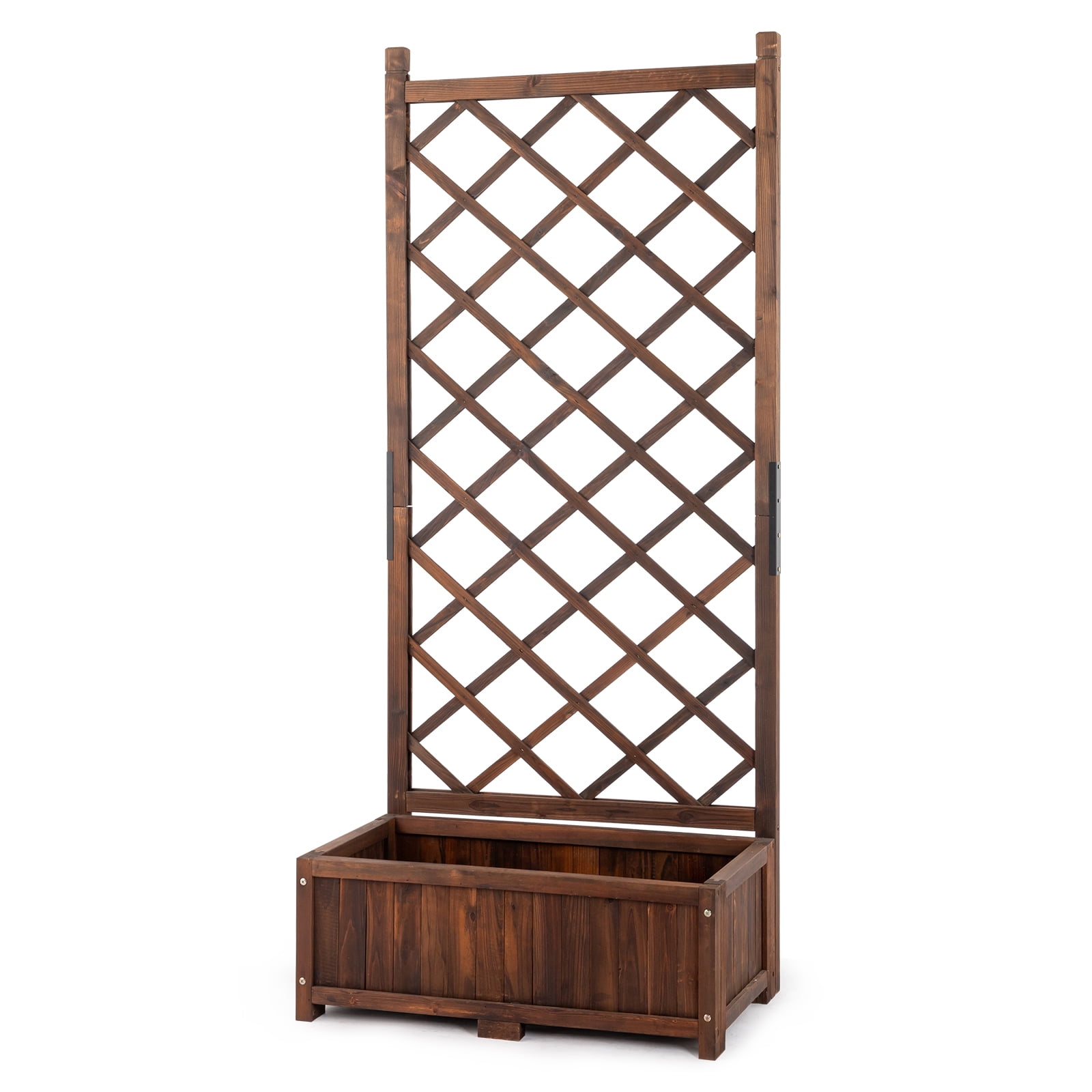 Wood Planter Raised Garden Bed with Trellis, 67 Inch Height Outdoor ...