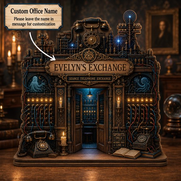 Wood Plaque Personalized Seance Telephone Exchange Wooden Block for Table Display Halloween Gift