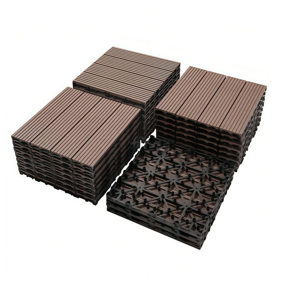 Wood Plastic Composite Deck Tiles Set of 20, Sustainable Composite Decking Resist Rust, Water, Weather, Easy to DIY & Maintain, Ideal for Patios, Balconies, Rooftops, Light gray