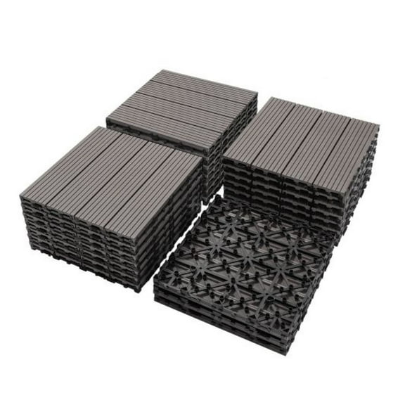 Wood Plastic Composite Deck Tiles Set of 20, Sustainable Composite Decking Resist Rust, Water, Weather, Easy to DIY & Maintain, Ideal for Patios, Balconies, Rooftops, Light gray