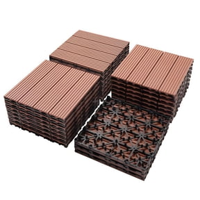 Wood Plastic Composite Deck Tiles Set of 20, Sustainable Composite Decking Resist Rust, Water, Weather, Easy to DIY & Maintain, Ideal for Patios, Balconies, Rooftops, Mahogany Colour