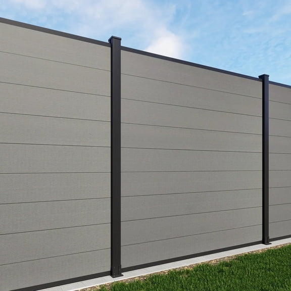 Wood and Plastic Composite Fence Panel 6ft*Ft, Out Door Privacy Fencing with 1 Post, Wind Resistant and Waterproof Wood Screen for Garden,Yard, Pool and Patio. (Gray)