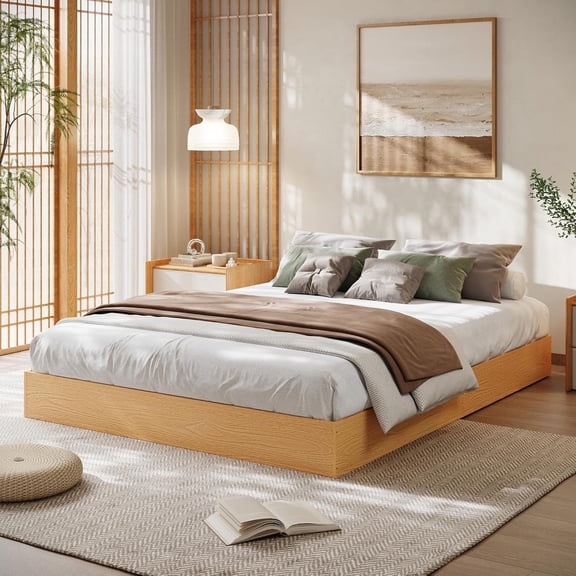 Wood Platform Bed Frame, King SizeWooden Bed Frame, Wood Slat Support, No Box Spring Needed, Easy Assembly, No Headboard