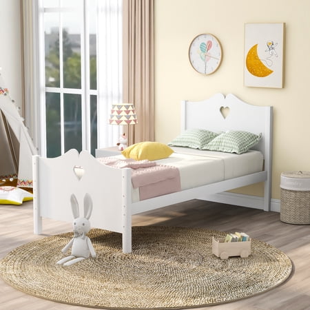 Wood Platform Bed Frame Twin Platform Bed with Wood Slat Support and Headboard Footboard No Box Spring Needed Wooden Slat Support
