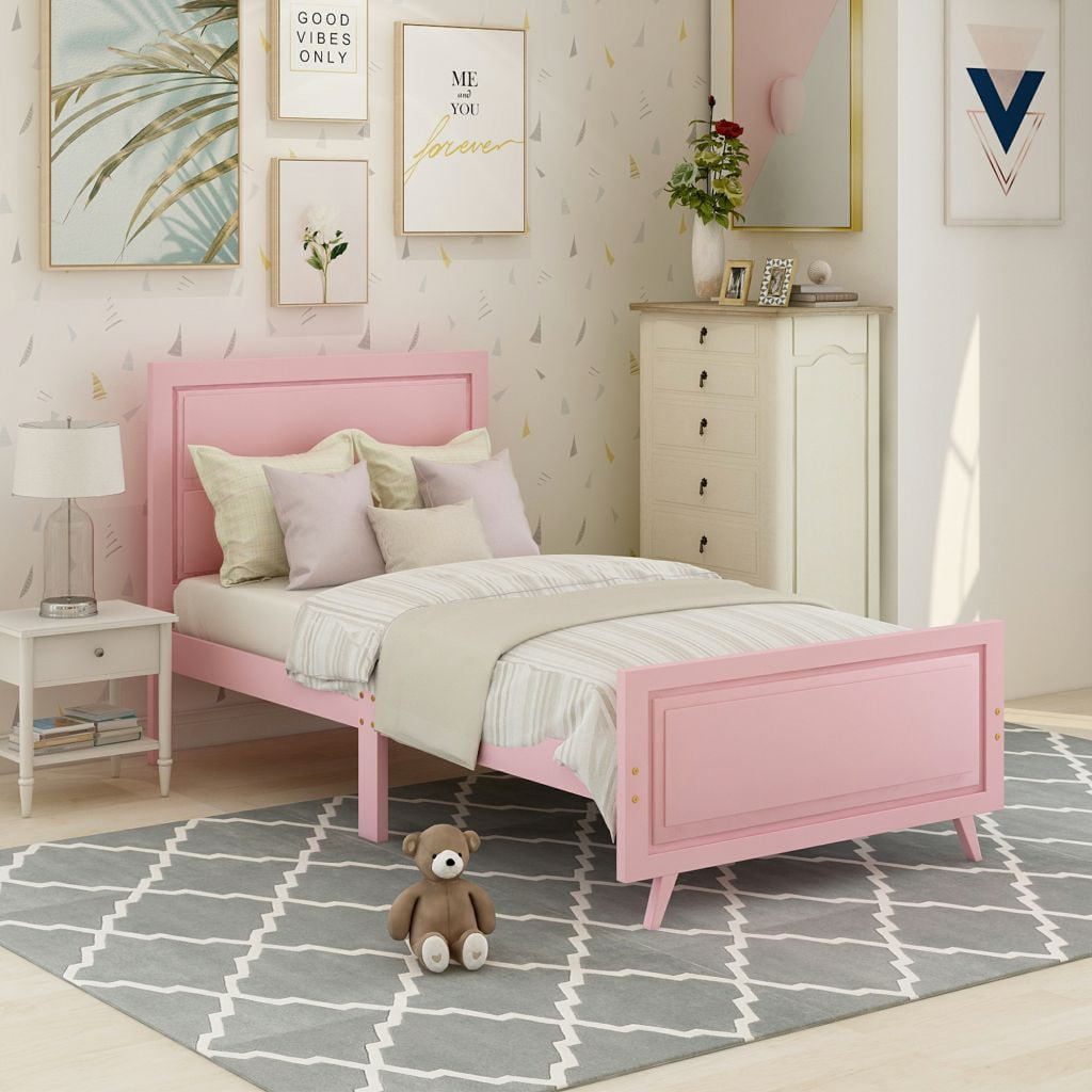 Wood Platform Bed Twin Bed Frame Mattress Foundation with
