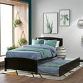 thumbnail image 1 of Wood Platform Bed with Headboard, Twin Size Bed with Trundle, Espresso, 1 of 7