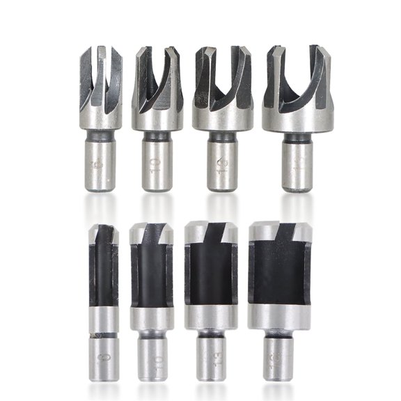 Wood Plug Cutter Bit Set 8Pcs 1/4" 3/8" 1/2" 5/8" Carbon Steel Cutting Tool