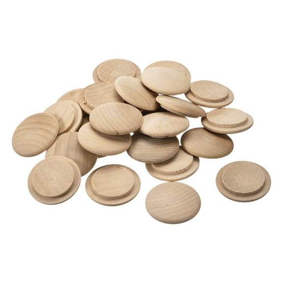 Wood Plugs, 50 Pack 40 x 30 mm - Beech Wood Button Top Plugs, Screw Hole Covers for Stair Chair Craft Furniture