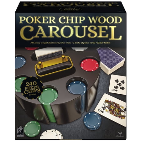Wood Poker Carousel with Chips, Cards, and Dealer Button