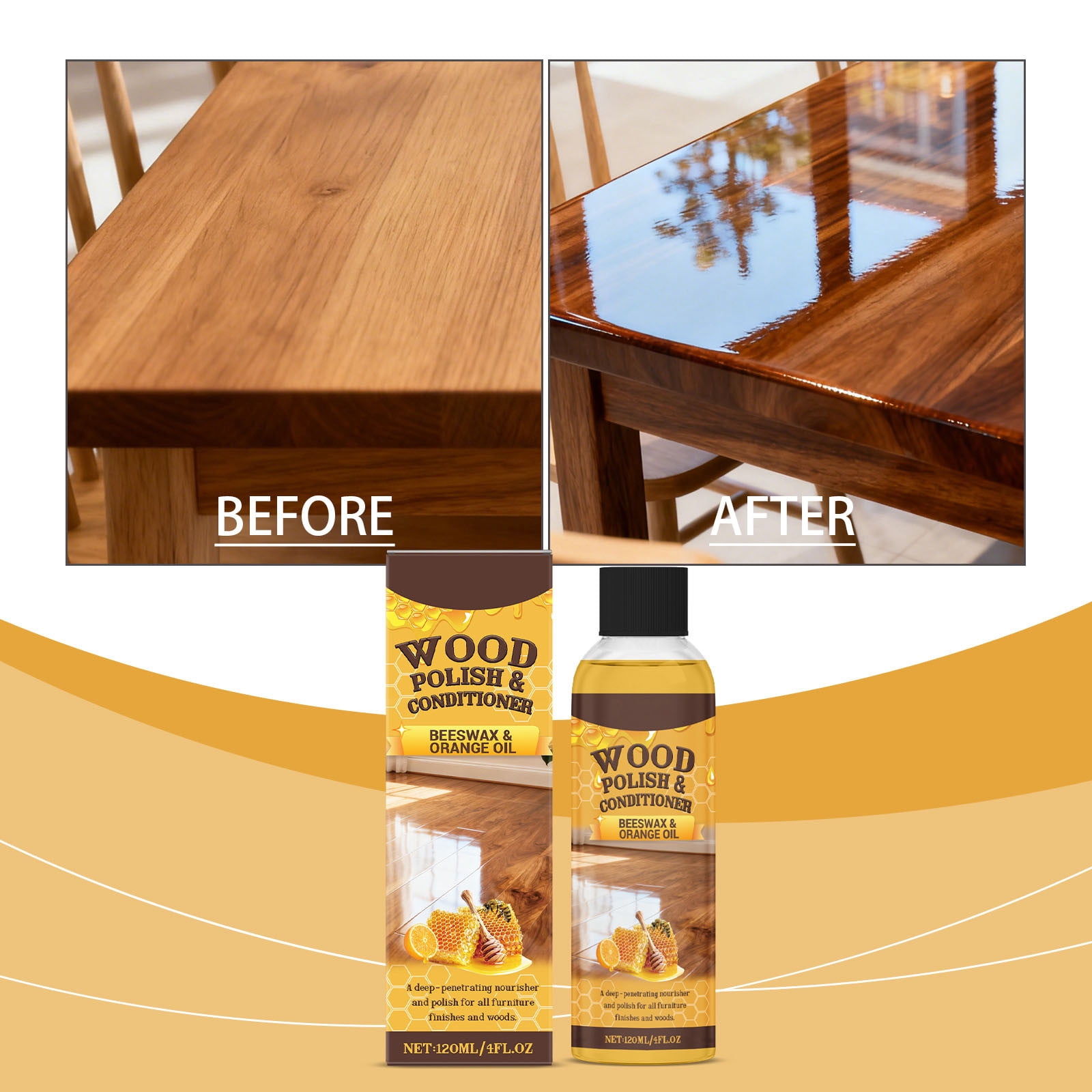 Table Top Enhancer Wood Polish and Conditioner, Scratch Repair and Gloss Enhancer for ...