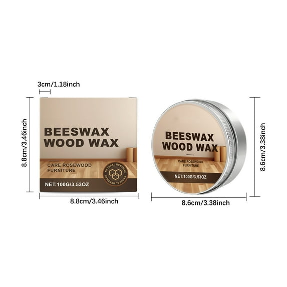 Wood Polish Wax Natural Wood Polish Wax 3.5oz Beeswax Furniture Restoration Cream Scratch Cover Wood Conditioner for Floors Cabinets Table Maintenance Refinishing Paste Beeswax Wood Conditioner