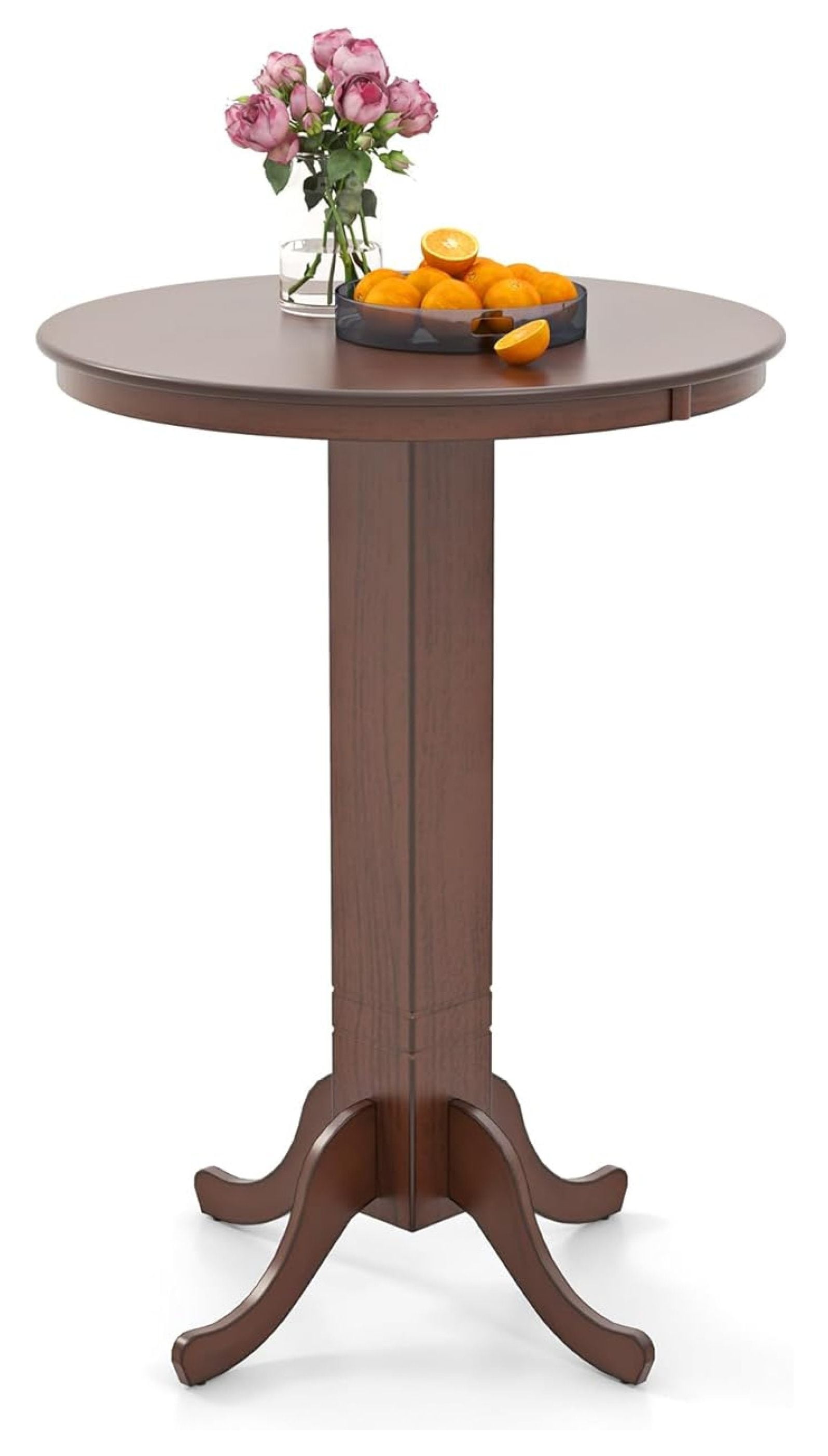 Wood Pub Table, 30 Inch Bar Height Dining Table, Round Kitchen Table ...