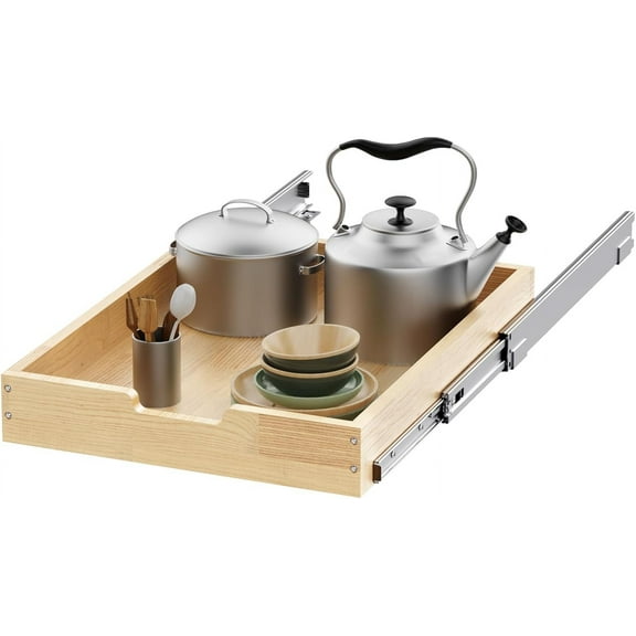 Wood Pull Out Cabinet Organizer 17" W x 21" D, Heavy-Duty Sliding Drawers for Inside Cabinets Storage and Organization for Kitchen, Pantry, Bathroom