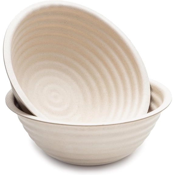 SIMAKARA Banneton Bread Proofing Baskets Set of 2, 9 inch Round Sourdough Banneton Basket with Liner, Non-Stick, Made from Wood Pulp