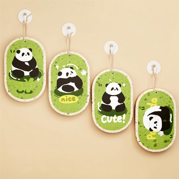 Wood Pulp Cleaning Sponge Cute Panda Design For Dishwashing, Water Absorption Thickened, Casual Style Non Scratch