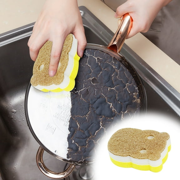 Wood Pulp Sponge Block for Dishwashing and Cleaning | Reusable Kitchen Sponge | Grease and Stain Remover | 1 Piece