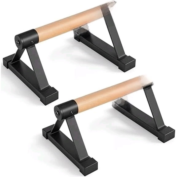 Wood Push Up Bars Parallettes Bars with Rubber Feet, Anti-slip Handstand Bars for Calisthenics, Equipment for Home, Push Up Handles for Floor, Handstand Push Up Handles, Support 600 LB