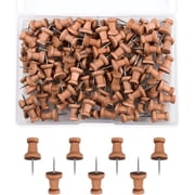 Wood Push Pins 120 Pcs, Decorative Thumb Tacks Wooden Head Pin Map Tacks Marking Pin, Cute Thumbtack for Wall and Bulletin Board, Home & Office Organization