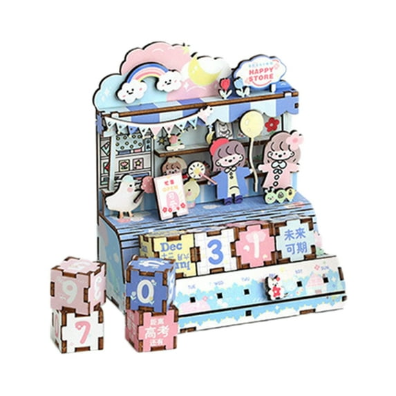 Wood Puzzles Decorative Desk Calendar Cartoon Exams Birthday Countdown Calendar