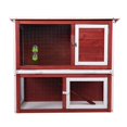 Wood Rabbit Hutch, Pet Playpen with 2 Stories, Ramp, Doors, Pullout